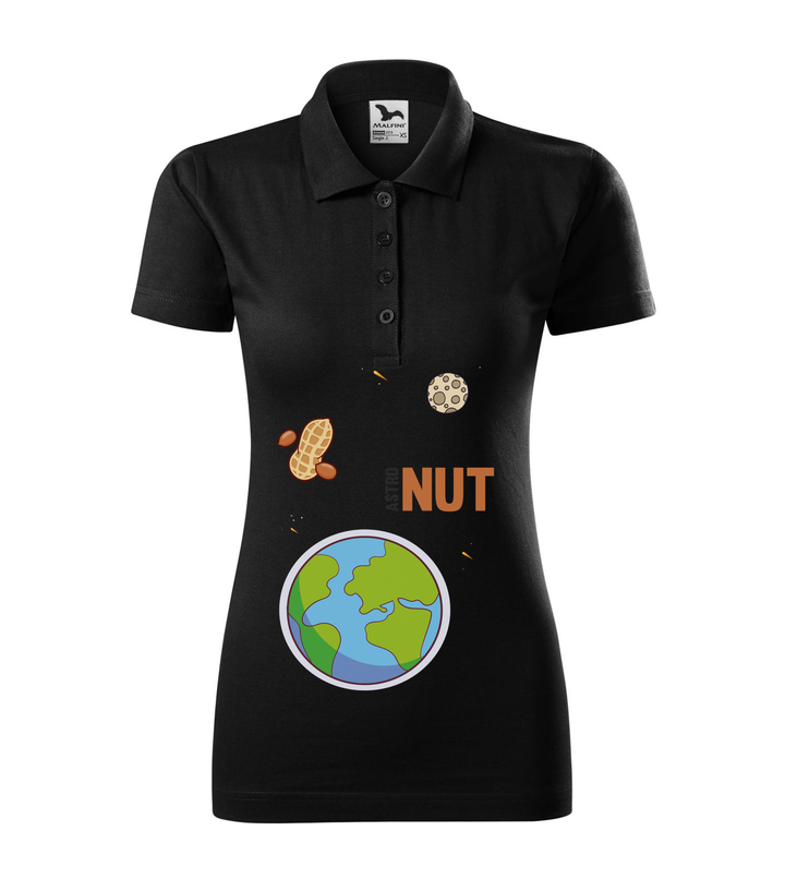 AstroNUT - Galléros női póló fekete