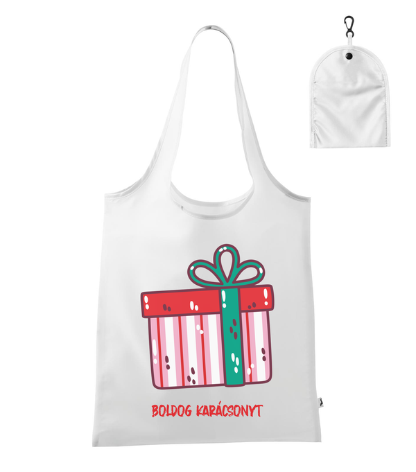 Boldog karácsonyt ajándék doboz - Bevásárló táska fehér
