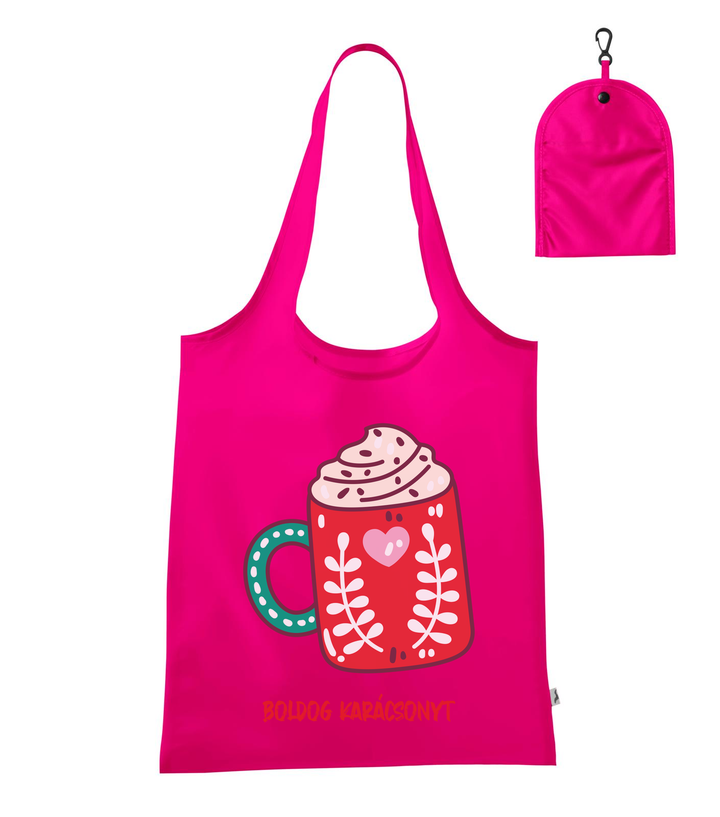 Boldog karácsonyt bögre - Bevásárló táska neon rózsaszín