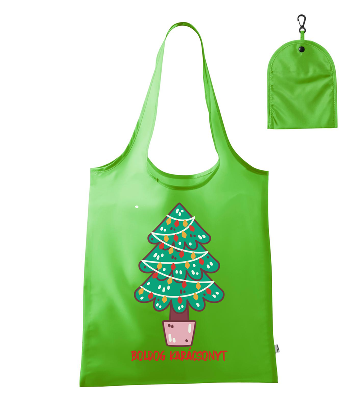 Boldog karácsonyt fenyőfa - Bevásárló táska almazöld