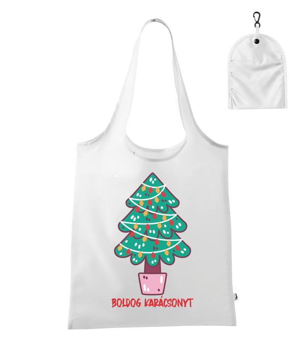 Boldog karácsonyt fenyőfa - Bevásárló táska fehér