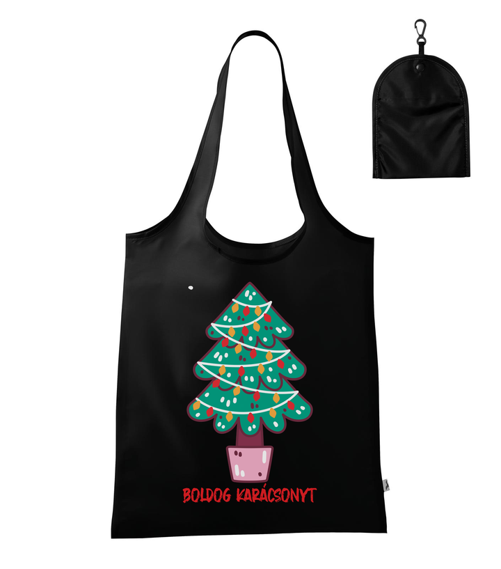 Boldog karácsonyt fenyőfa - Bevásárló táska fekete