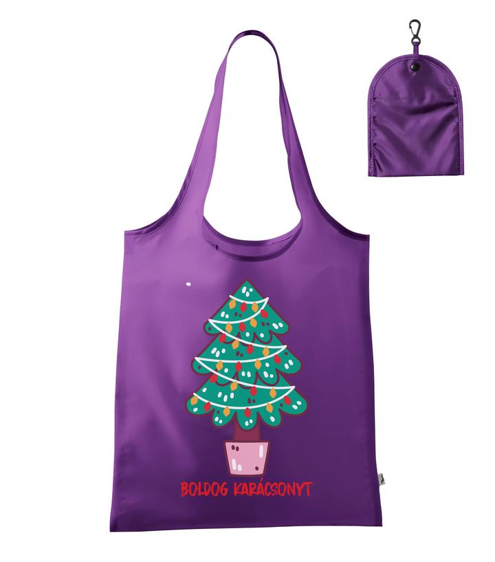 Boldog karácsonyt fenyőfa - Bevásárló táska lila