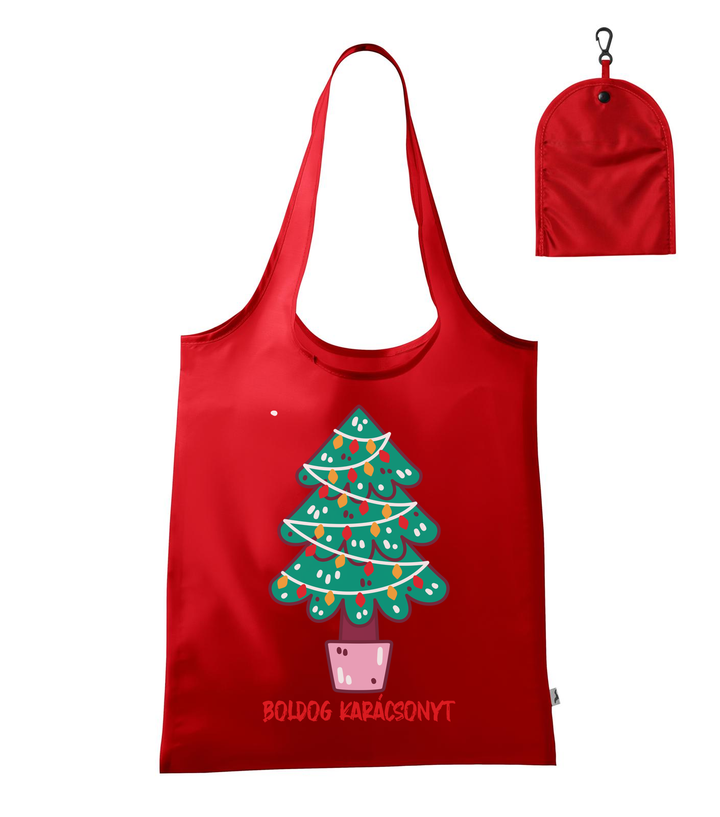Boldog karácsonyt fenyőfa - Bevásárló táska piros
