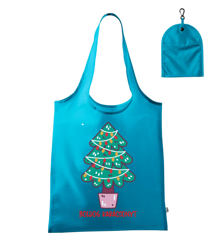 Boldog karácsonyt fenyőfa - Bevásárló táska türkiz
