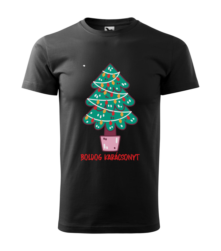 Boldog karácsonyt fenyőfa - Férfi póló fekete