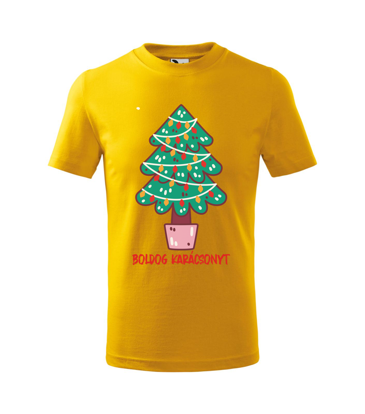 Boldog karácsonyt fenyőfa - Gyerek póló sárga