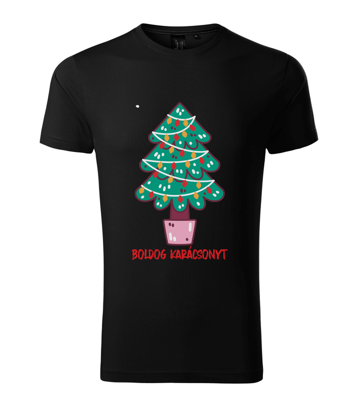 Boldog karácsonyt fenyőfa - Prémium férfi póló fekete