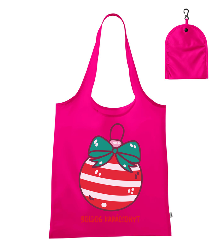 Boldog karácsonyt karácsonyfa dísz - Bevásárló táska neon rózsaszín
