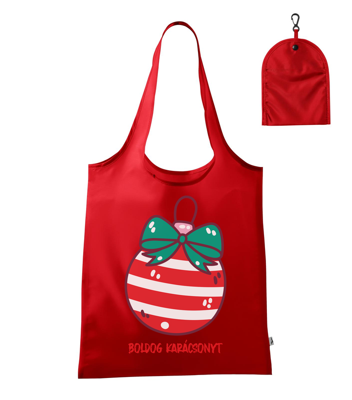 Boldog karácsonyt karácsonyfa dísz - Bevásárló táska piros