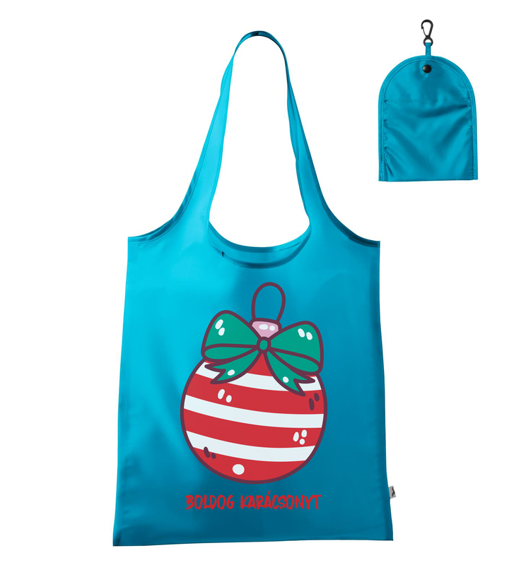 Boldog karácsonyt karácsonyfa dísz - Bevásárló táska türkiz