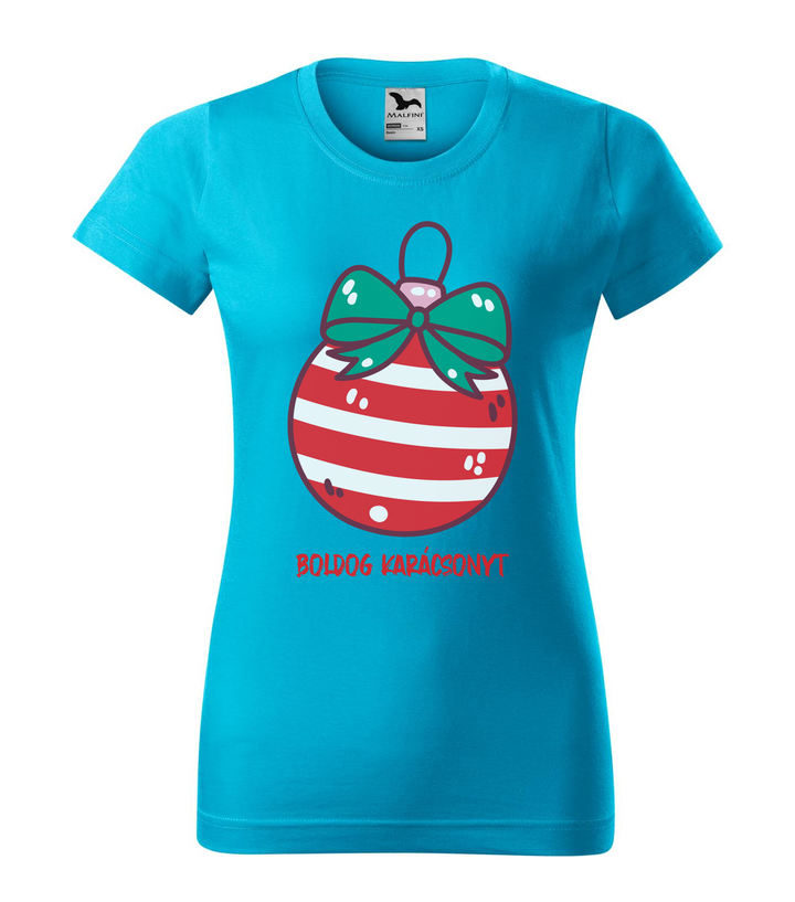 Boldog karácsonyt karácsonyfa dísz - Női póló türkiz