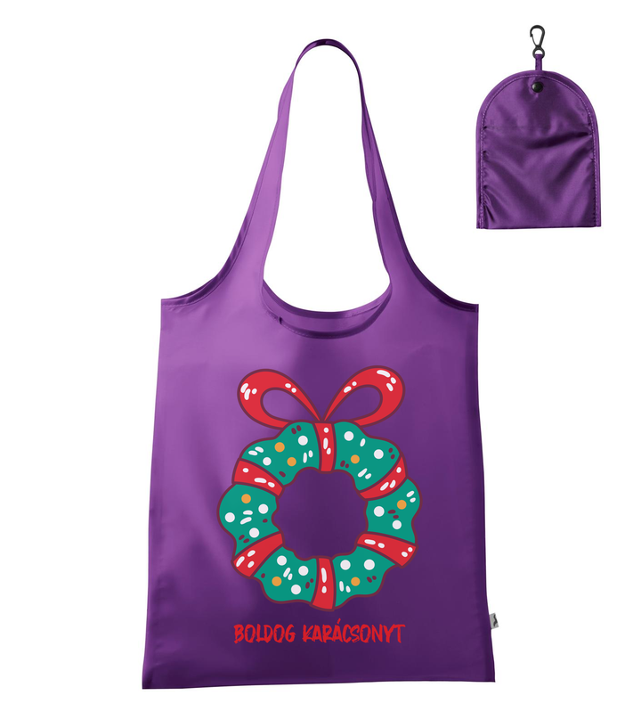 Boldog karácsonyt koszorú - Bevásárló táska lila