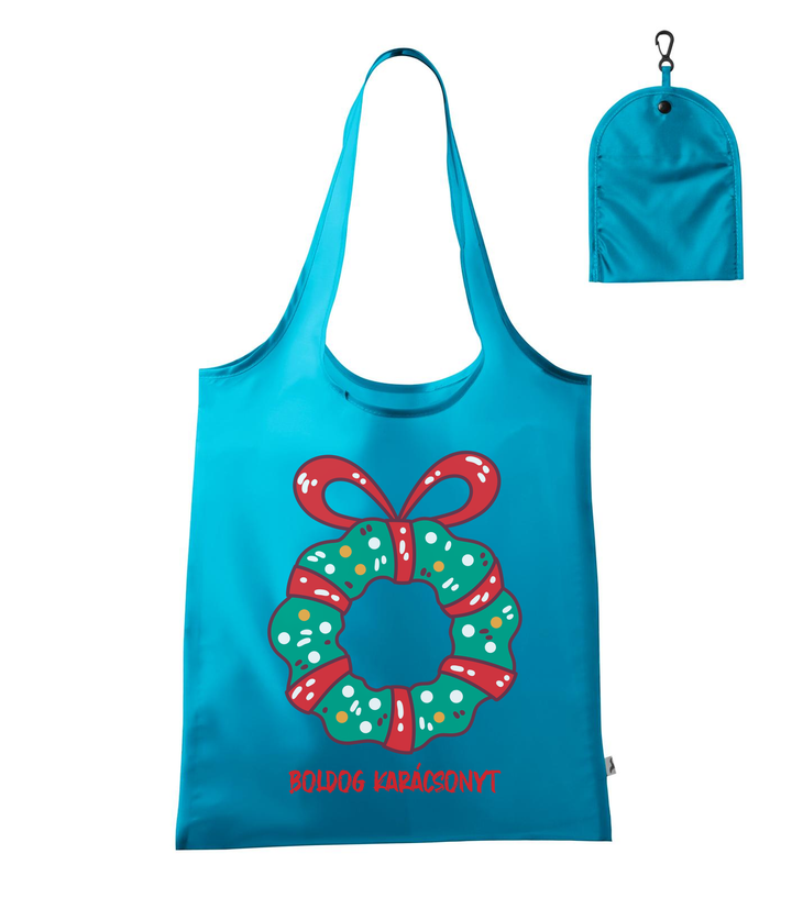 Boldog karácsonyt koszorú - Bevásárló táska türkiz