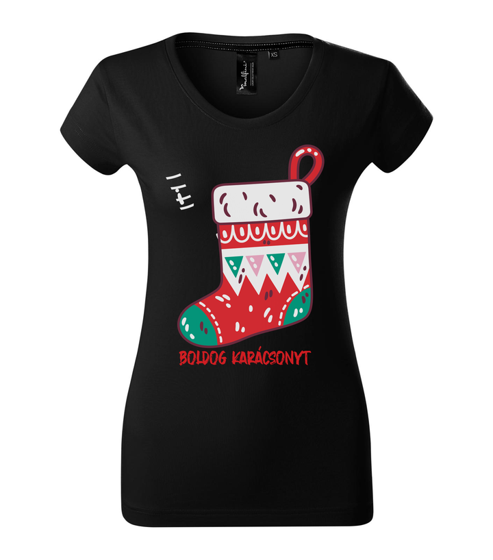 Boldog karácsonyt zokni - Prémium női póló fekete