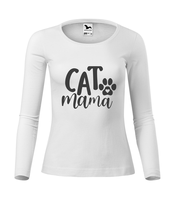 Cat mama - Hosszú ujjú női póló fehér