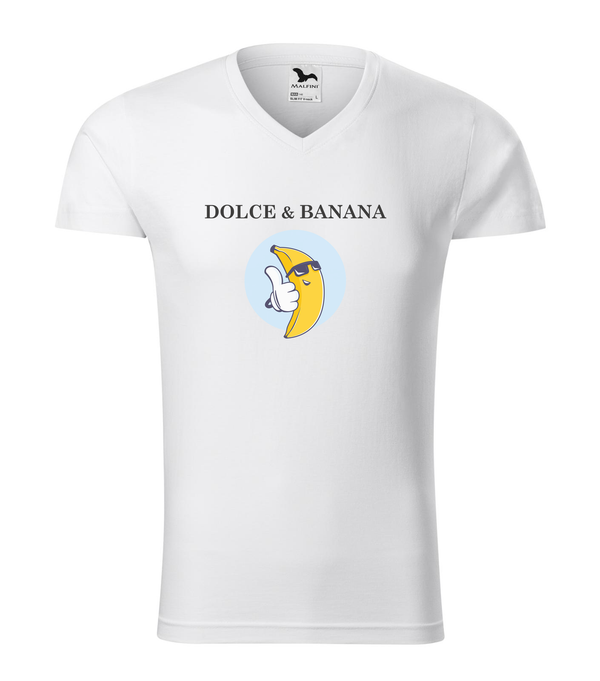 Dolce & Banana - V-nyakú férfi póló fehér