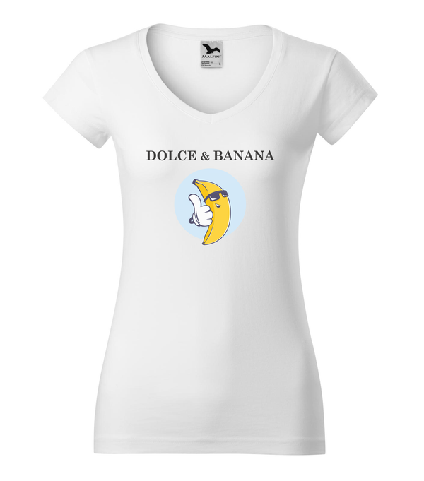 Dolce & Banana - V-nyakú női póló fehér