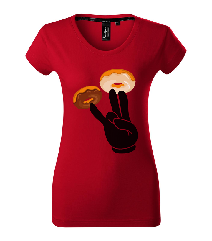 Fánkok és ujjak - Prémium női póló F1 piros