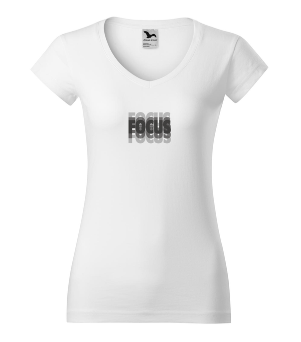 Focus - V-nyakú női póló fehér