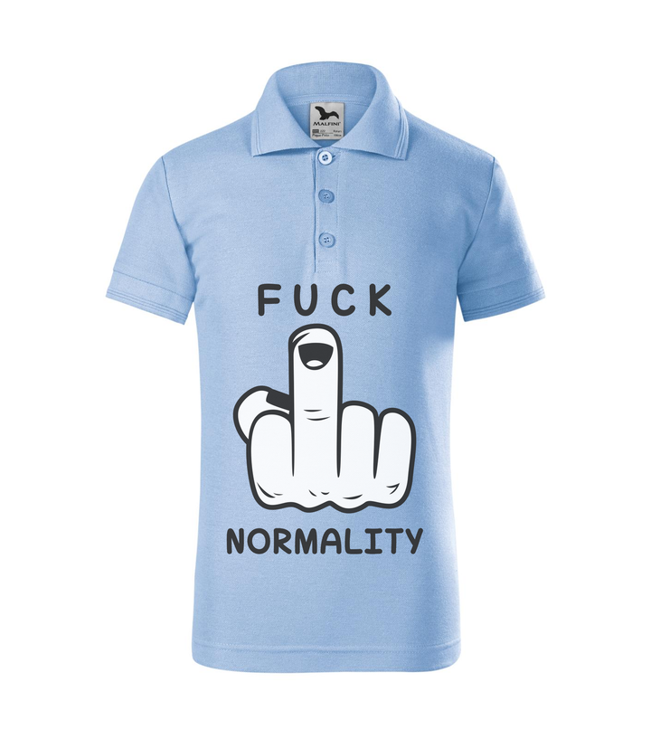 Fuck normality - Galléros gyerek póló égszínkék