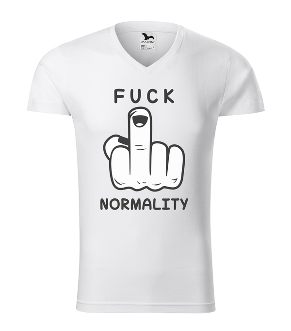 Fuck normality - V-nyakú férfi póló fehér