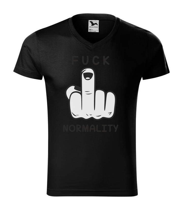 Fuck normality - V-nyakú férfi póló fekete