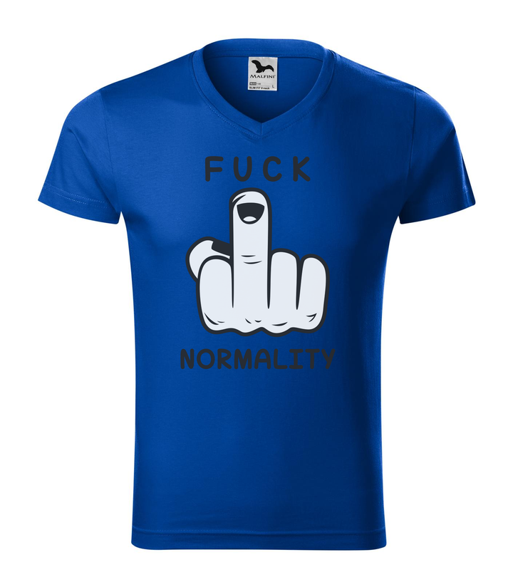 Fuck normality - V-nyakú férfi póló királykék