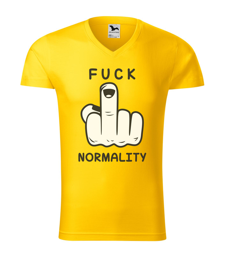 Fuck normality - V-nyakú férfi póló sárga