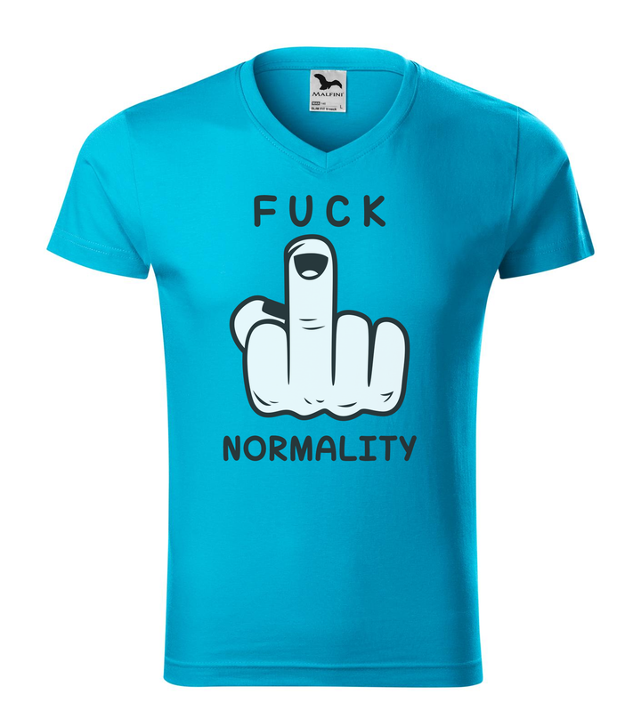 Fuck normality - V-nyakú férfi póló türkiz