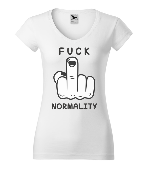 Fuck normality - V-nyakú női póló fehér