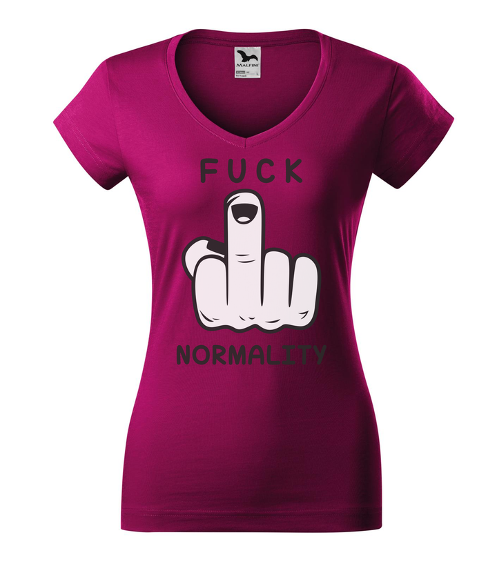 Fuck normality - V-nyakú női póló fukszia