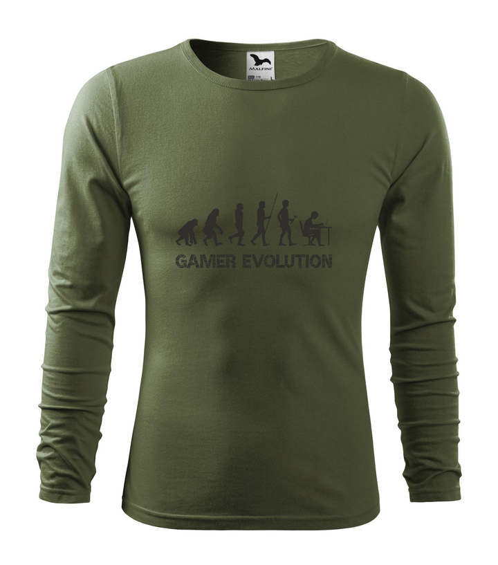 Gamer evolution - Hosszú ujjú férfi póló khaki
