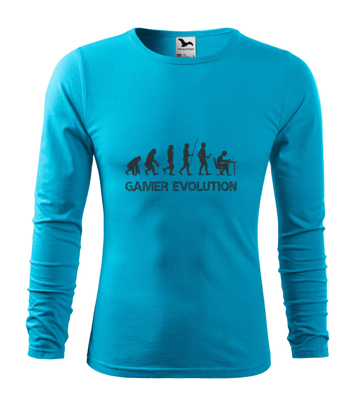 Gamer evolution - Hosszú ujjú férfi póló türkiz