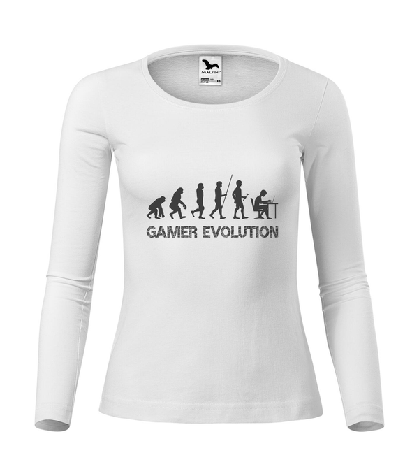 Gamer evolution - Hosszú ujjú női póló fehér