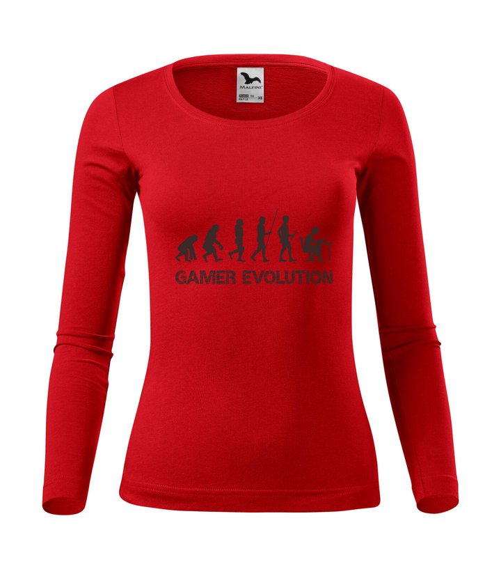Gamer evolution - Hosszú ujjú női póló piros