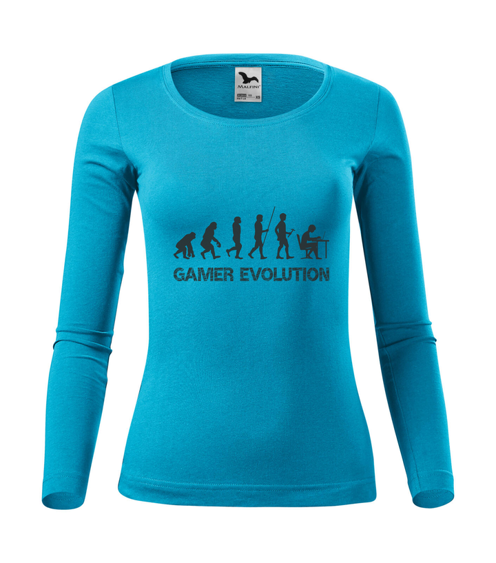 Gamer evolution - Hosszú ujjú női póló türkiz