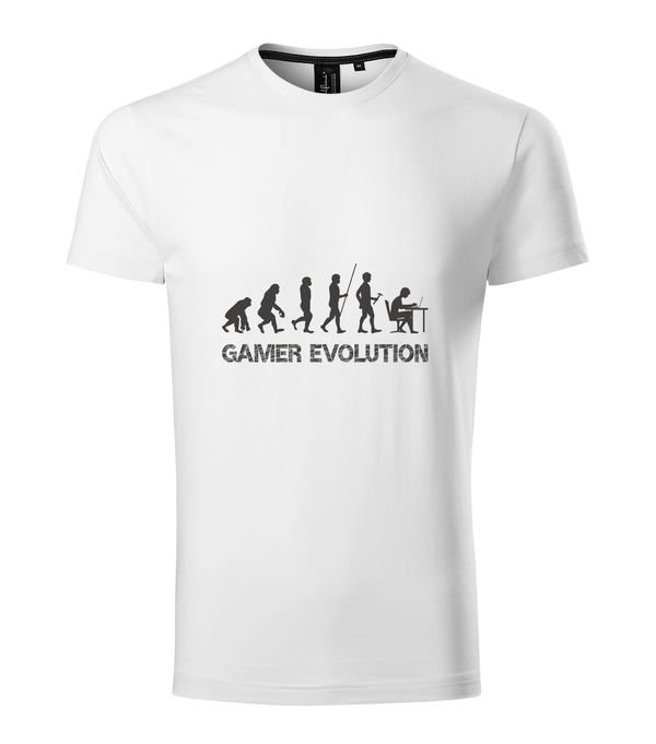 Gamer evolution - Prémium férfi póló fehér