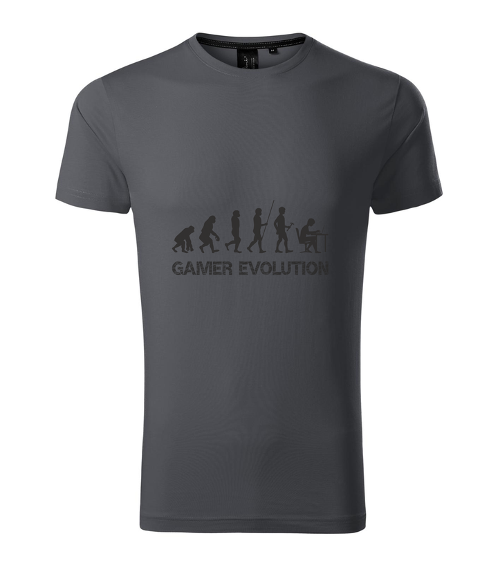 Gamer evolution - Prémium férfi póló világos anthracite