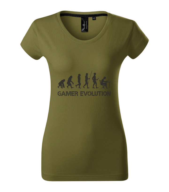 Gamer evolution - Prémium női póló avokádózold