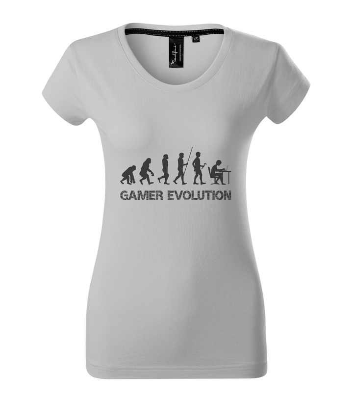 Gamer evolution - Prémium női póló ezüstszürke