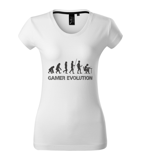 Gamer evolution - Prémium női póló fehér