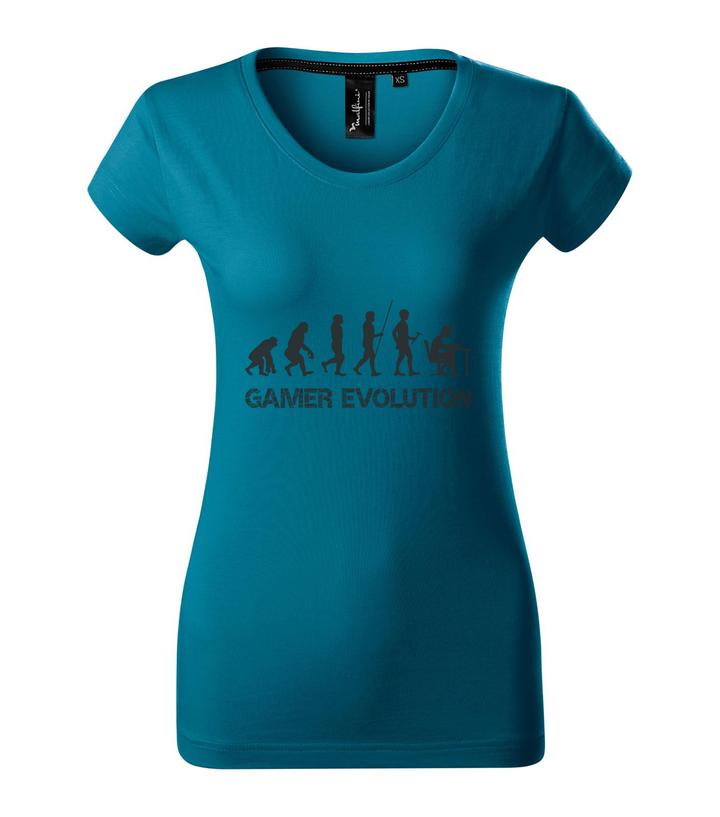 Gamer evolution - Prémium női póló petrol kék