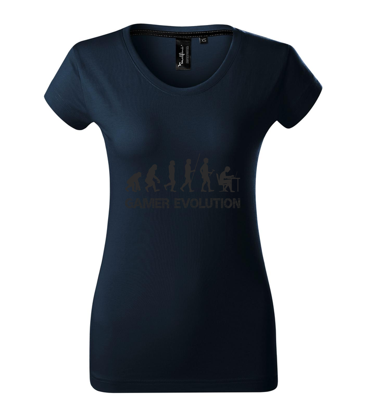 Gamer evolution - Prémium női póló tengerészkék