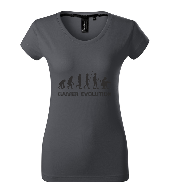 Gamer evolution - Prémium női póló világos anthracite