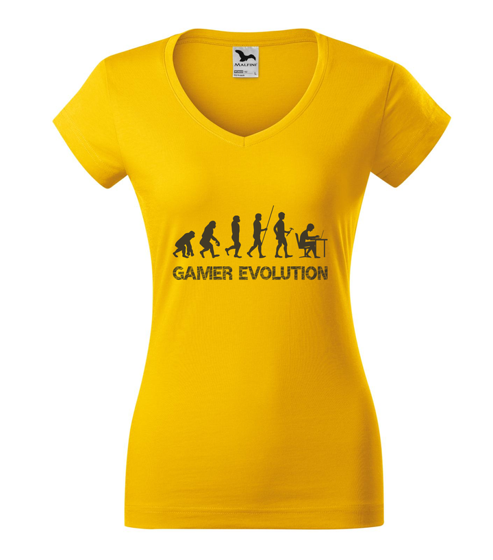 Gamer evolution - V-nyakú női póló sárga