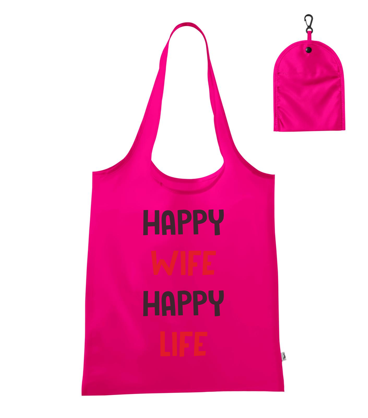 Happy wife happy life - Bevásárló táska neon rózsaszín