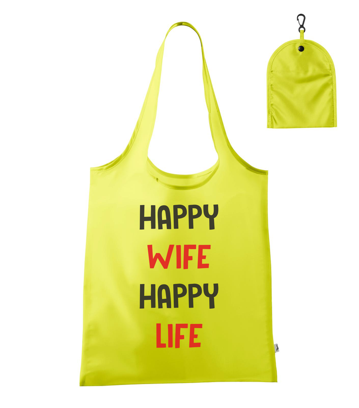 Happy wife happy life - Bevásárló táska neon sárga