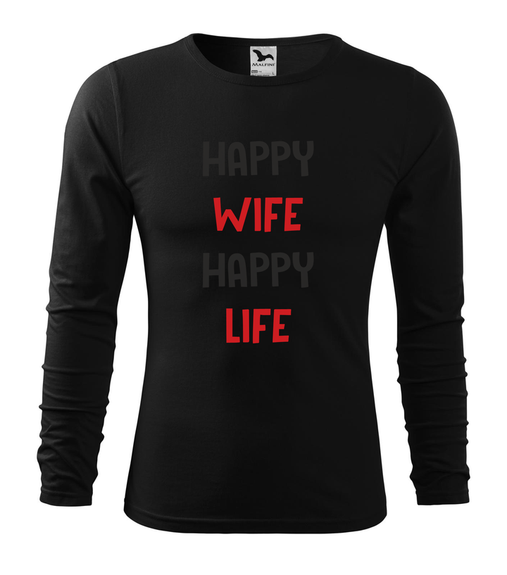 Happy wife happy life - Hosszú ujjú férfi póló fekete