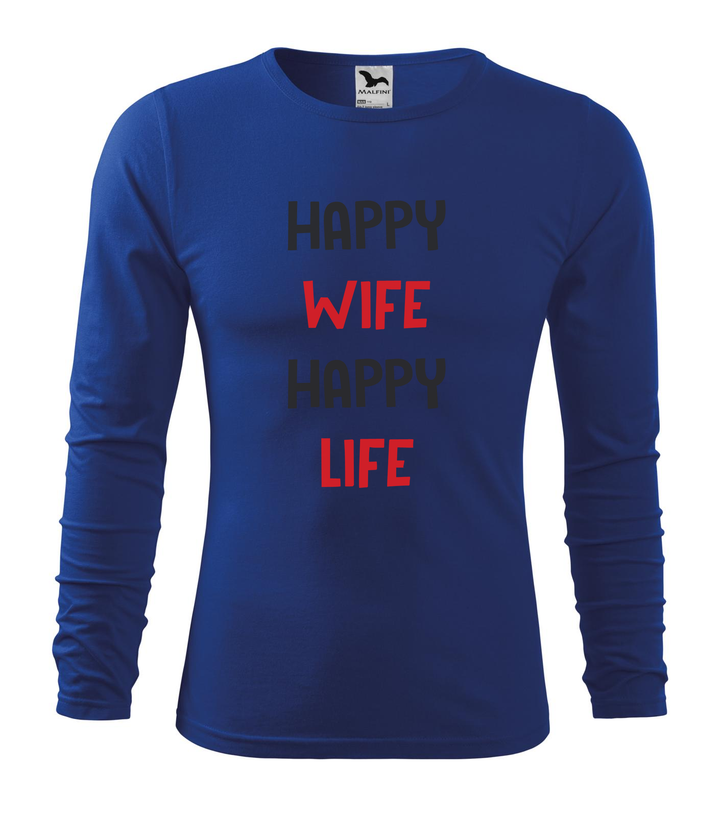 Happy wife happy life - Hosszú ujjú férfi póló királykék